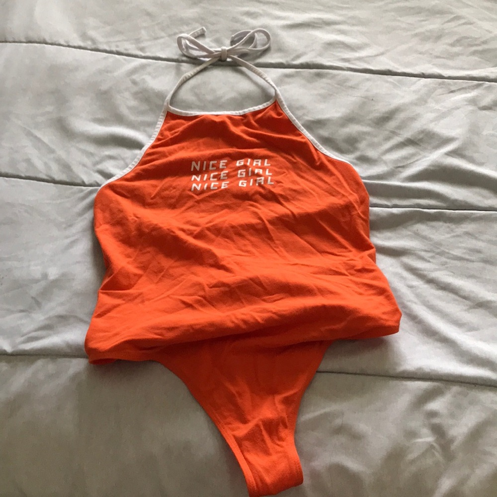 Halter top orange body suit